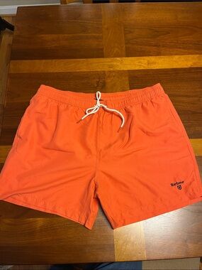 Barbour Men’s Coral-Orange Swim Trunks, large USA, adjustable